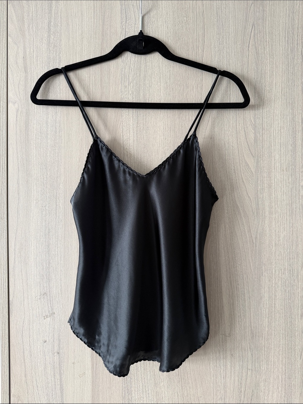 Black Satin Spaghetti Strap Cami Top